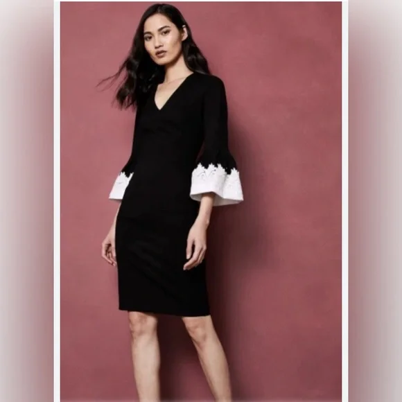 Ted Baker | Dresses | Ted Baker Black Cocktail Dress With Vneck And Bell  Sleeves Size 6ted Baker 2 | Poshmark